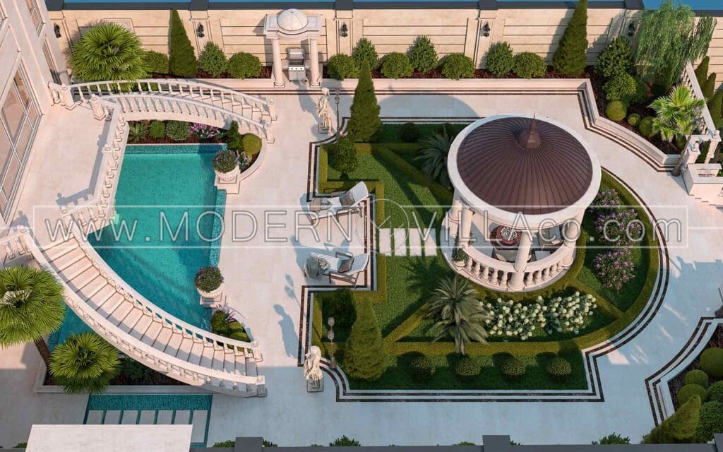 محوطه سازی ویلای مدرن در گیلاوند