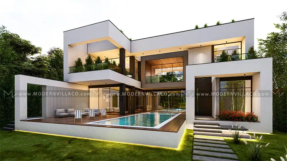 طراحی ویلا باغ مدرن