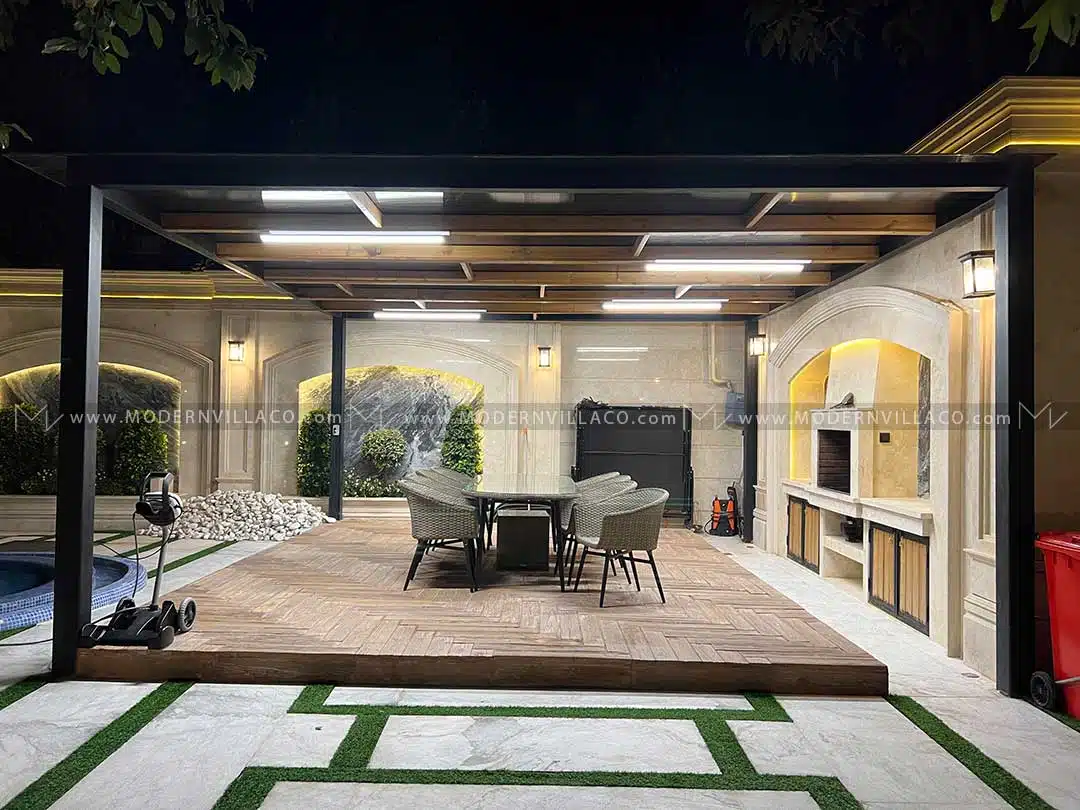 باربیکیو در باغ ویلا