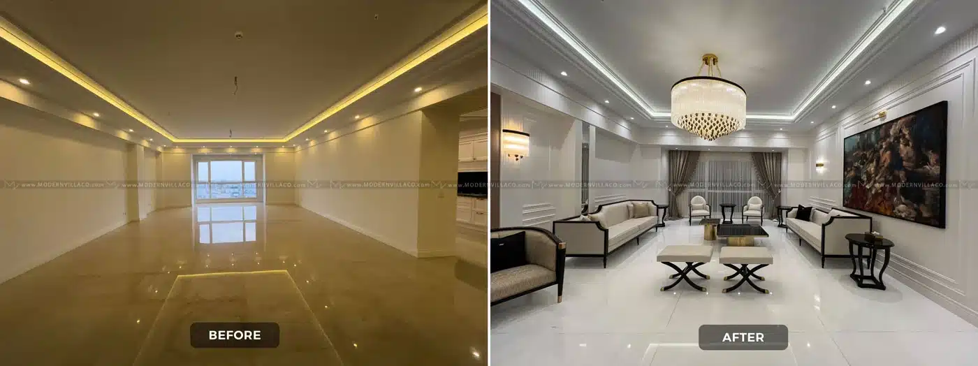 نمونه بازسازی خانه قبل و بعد بازسازی خانه قبل و بعد با طراحی داخلی مدرن